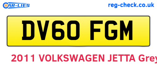 DV60FGM are the vehicle registration plates.