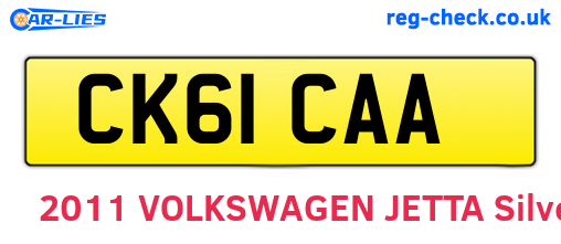 CK61CAA are the vehicle registration plates.