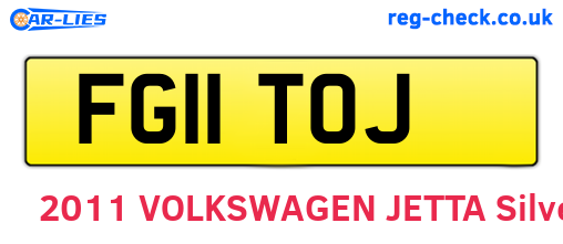 FG11TOJ are the vehicle registration plates.