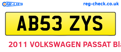 AB53ZYS are the vehicle registration plates.