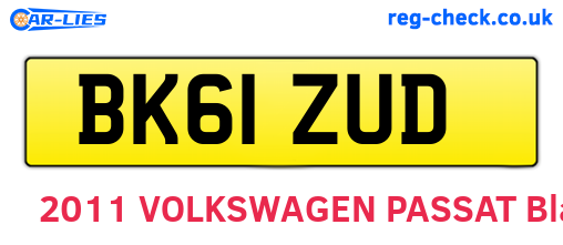 BK61ZUD are the vehicle registration plates.
