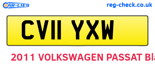 CV11YXW are the vehicle registration plates.