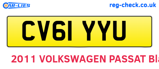 CV61YYU are the vehicle registration plates.