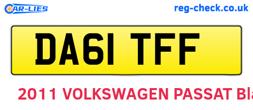 DA61TFF are the vehicle registration plates.