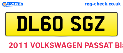 DL60SGZ are the vehicle registration plates.