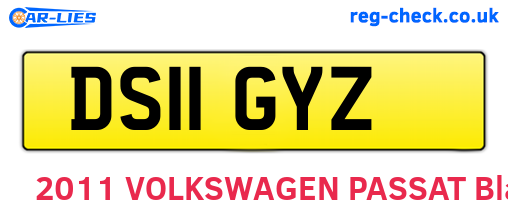 DS11GYZ are the vehicle registration plates.