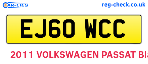 EJ60WCC are the vehicle registration plates.
