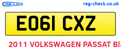 EO61CXZ are the vehicle registration plates.