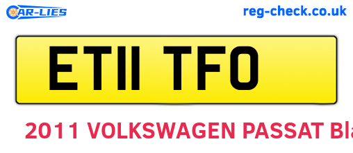 ET11TFO are the vehicle registration plates.