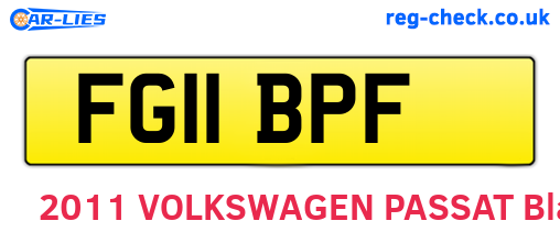 FG11BPF are the vehicle registration plates.