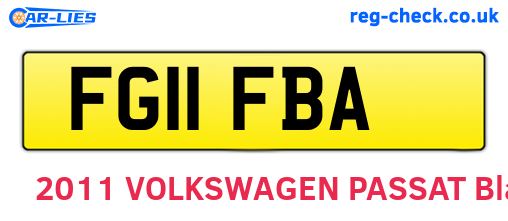 FG11FBA are the vehicle registration plates.