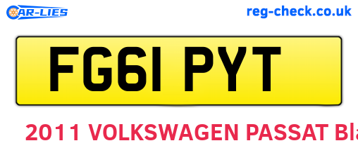 FG61PYT are the vehicle registration plates.