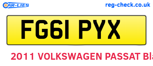 FG61PYX are the vehicle registration plates.