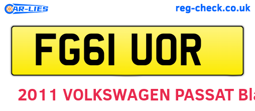 FG61UOR are the vehicle registration plates.