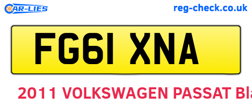 FG61XNA are the vehicle registration plates.