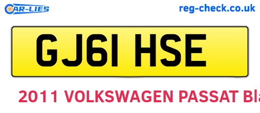 GJ61HSE are the vehicle registration plates.