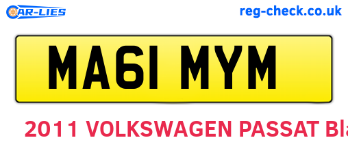 MA61MYM are the vehicle registration plates.