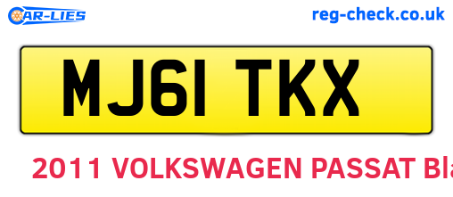MJ61TKX are the vehicle registration plates.