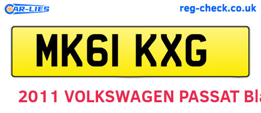 MK61KXG are the vehicle registration plates.