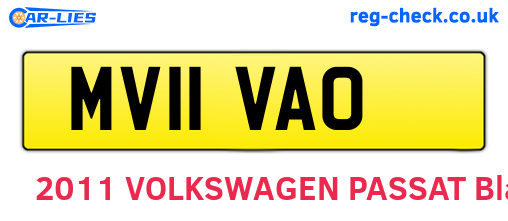 MV11VAO are the vehicle registration plates.