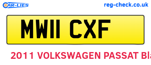 MW11CXF are the vehicle registration plates.