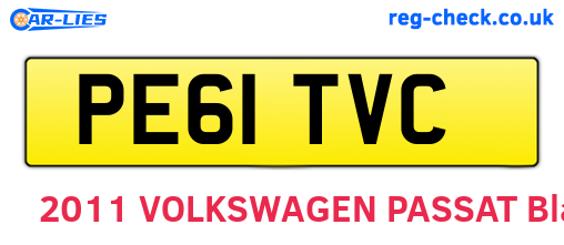 PE61TVC are the vehicle registration plates.