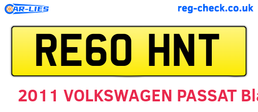 RE60HNT are the vehicle registration plates.