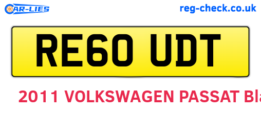 RE60UDT are the vehicle registration plates.