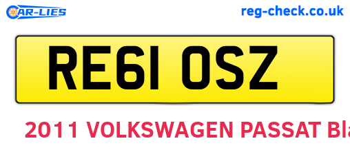 RE61OSZ are the vehicle registration plates.