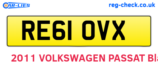 RE61OVX are the vehicle registration plates.