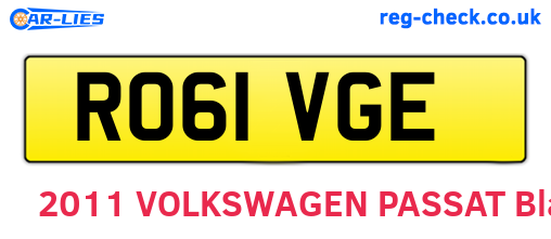 RO61VGE are the vehicle registration plates.