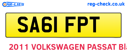 SA61FPT are the vehicle registration plates.