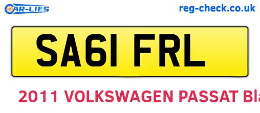 SA61FRL are the vehicle registration plates.