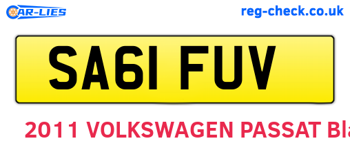 SA61FUV are the vehicle registration plates.