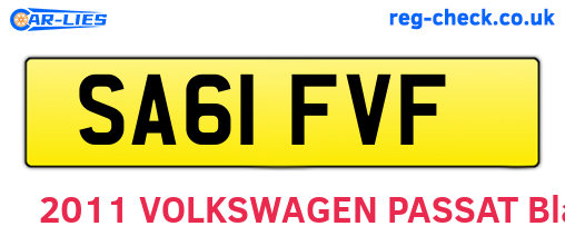 SA61FVF are the vehicle registration plates.
