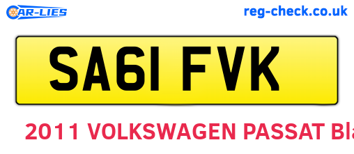 SA61FVK are the vehicle registration plates.