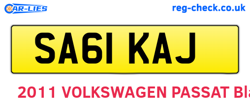 SA61KAJ are the vehicle registration plates.