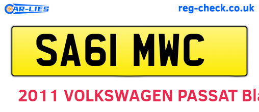 SA61MWC are the vehicle registration plates.