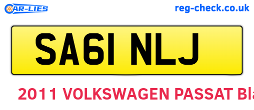 SA61NLJ are the vehicle registration plates.