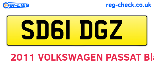 SD61DGZ are the vehicle registration plates.
