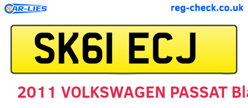 SK61ECJ are the vehicle registration plates.