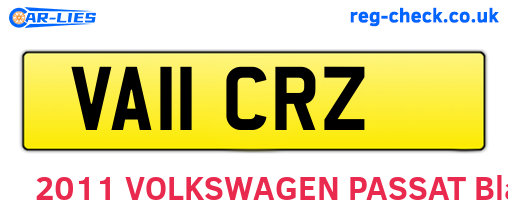 VA11CRZ are the vehicle registration plates.