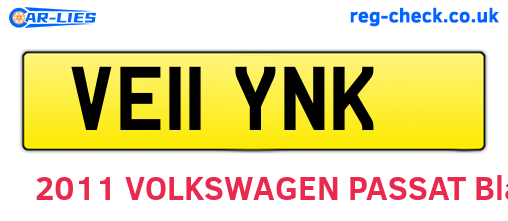VE11YNK are the vehicle registration plates.