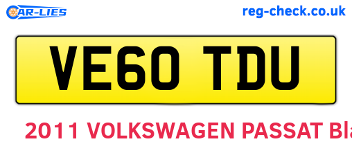 VE60TDU are the vehicle registration plates.