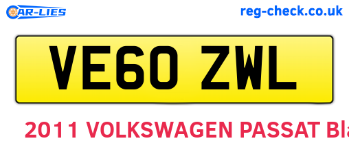 VE60ZWL are the vehicle registration plates.