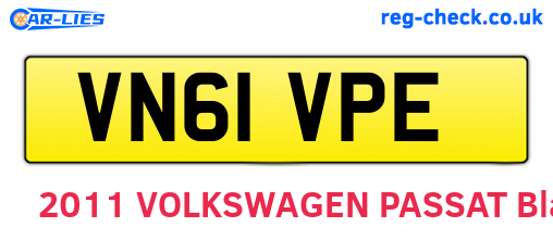 VN61VPE are the vehicle registration plates.