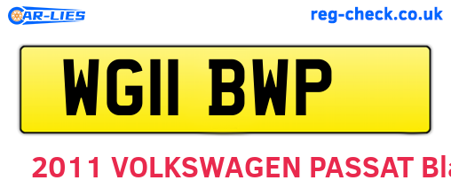 WG11BWP are the vehicle registration plates.