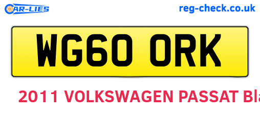WG60ORK are the vehicle registration plates.