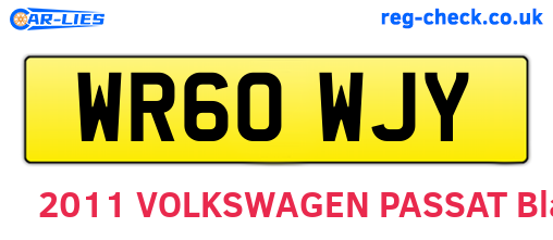 WR60WJY are the vehicle registration plates.