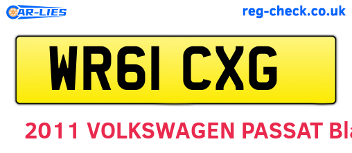 WR61CXG are the vehicle registration plates.